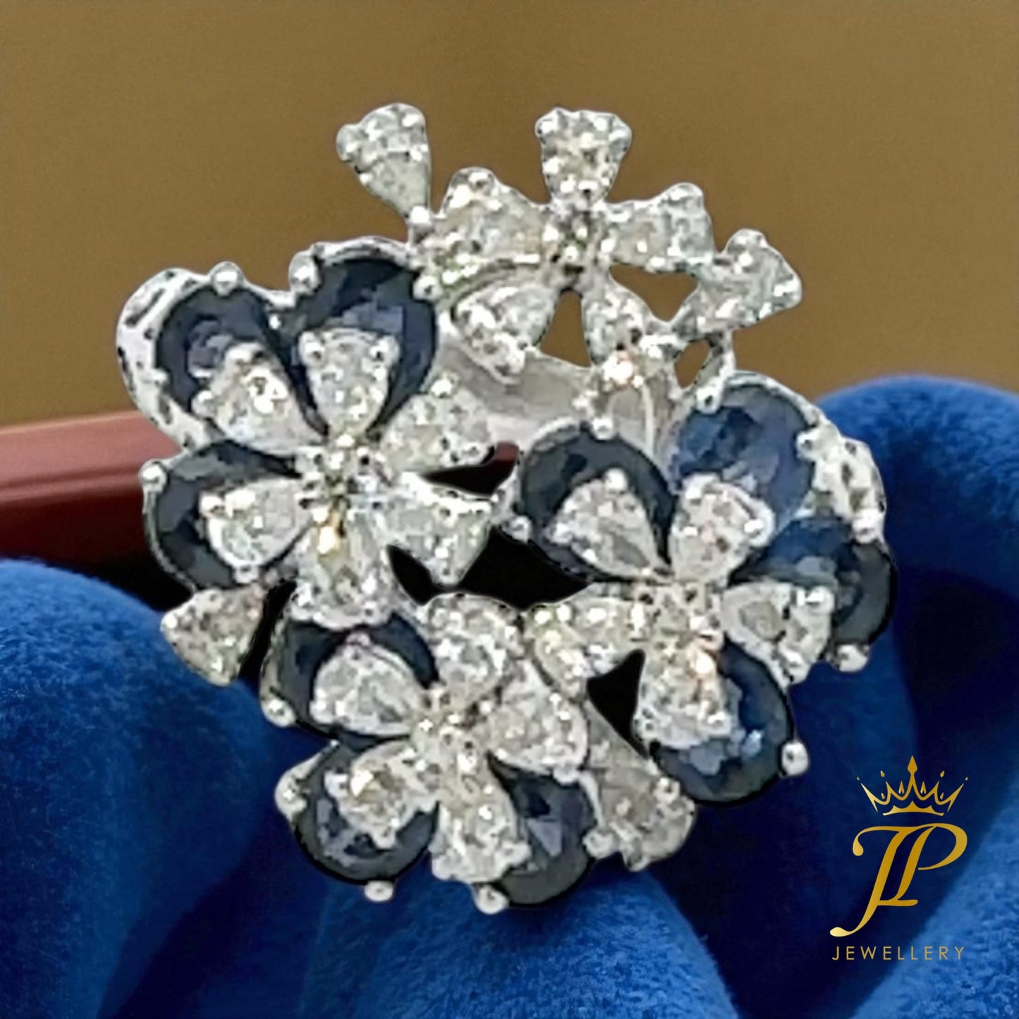 Floral Diamond & Sapphire Cocktail Ring
