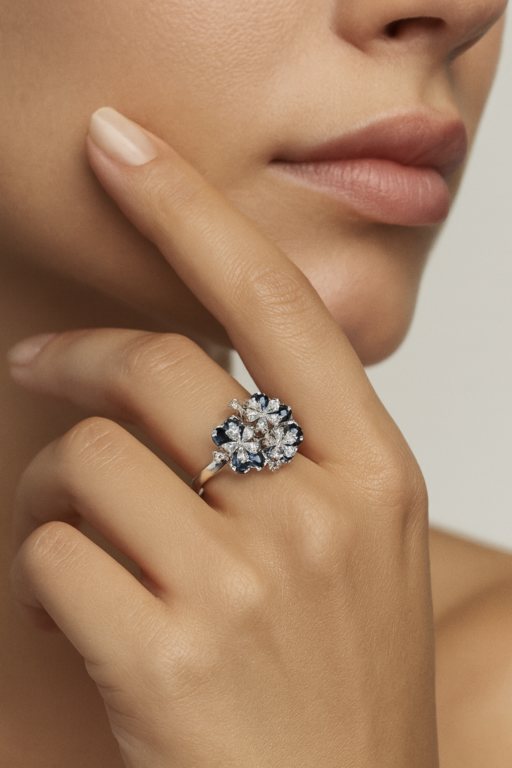 Floral Diamond & Sapphire Cocktail Ring