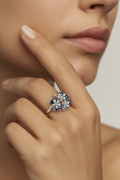 Floral Diamond & Sapphire Cocktail Ring