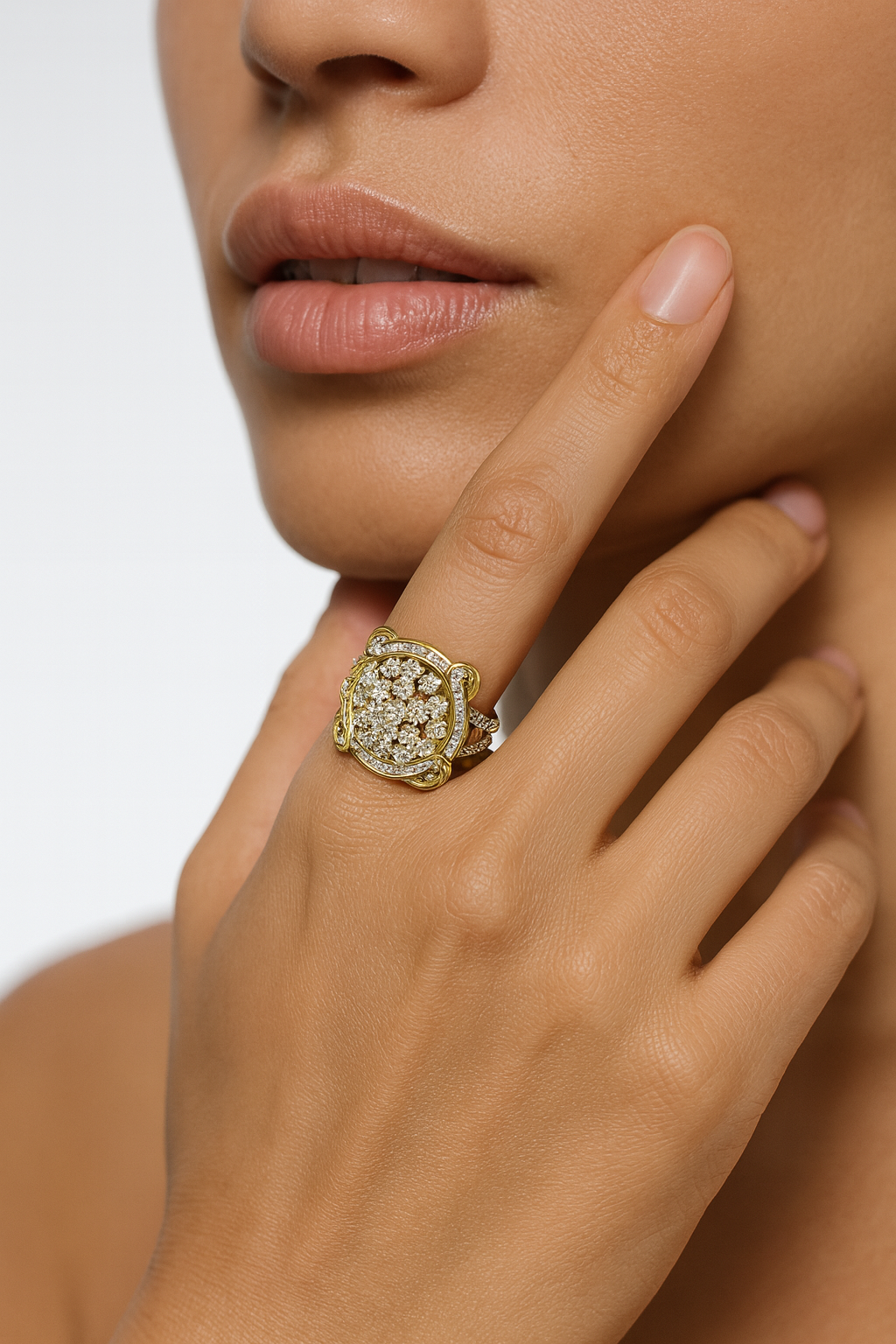 Natural Round & Baguette Ring