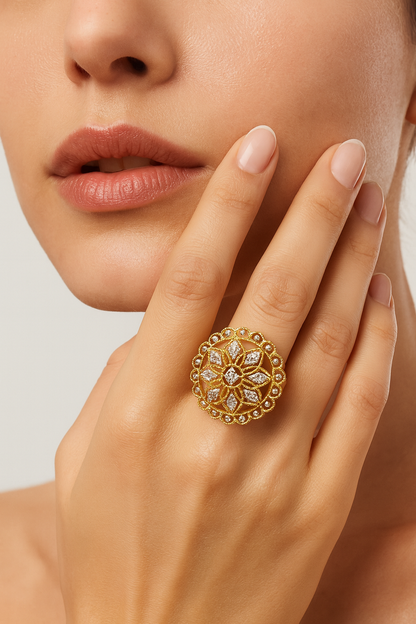 Diamond & Gold Filigree Ring