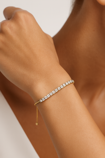 Yeloow Gold Natural Diamond Tennis Bracelet