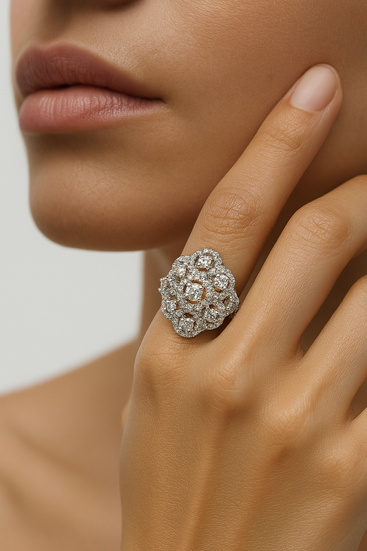 Luxury Diamond Cluster Statement Ring