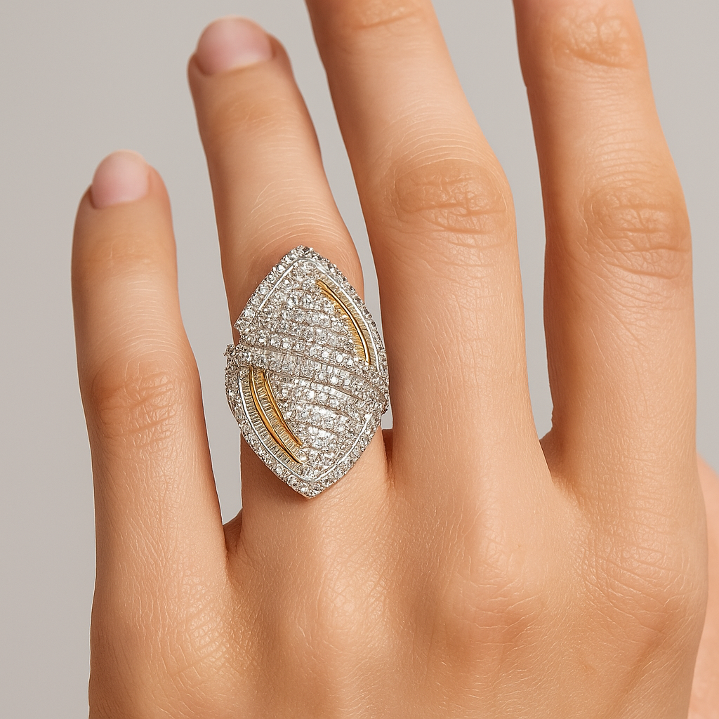 Statement Diamond & Gold Accent Marquise Ring
