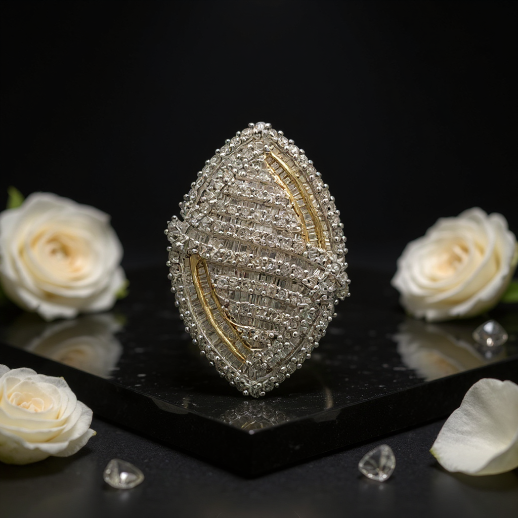 Statement Diamond & Gold Accent Marquise Ring