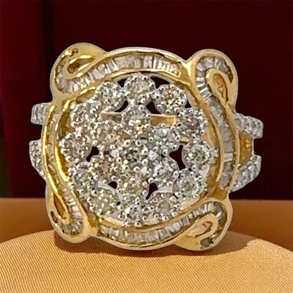 Natural Round & Baguette Ring