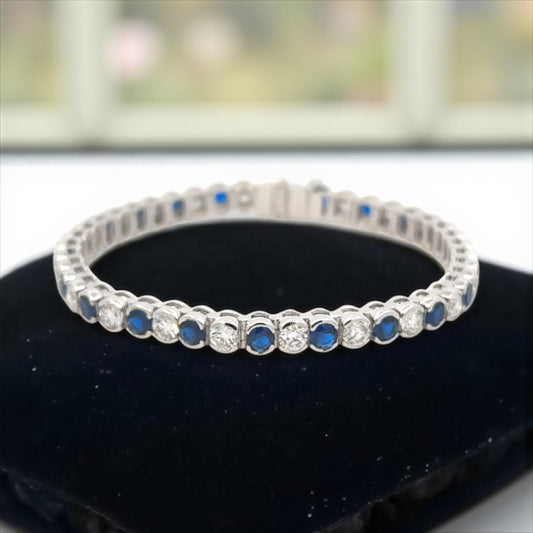 Sapphire & Diamond Tennis Bracelet