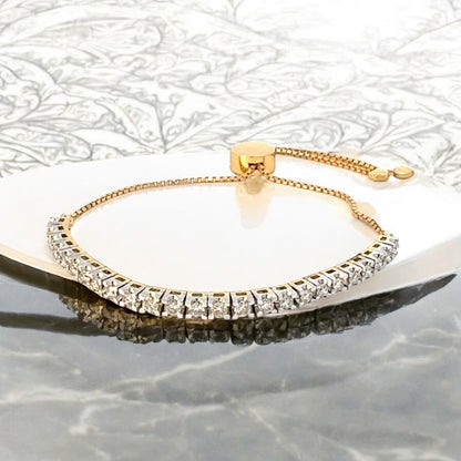 Yeloow Gold Natural Diamond Tennis Bracelet