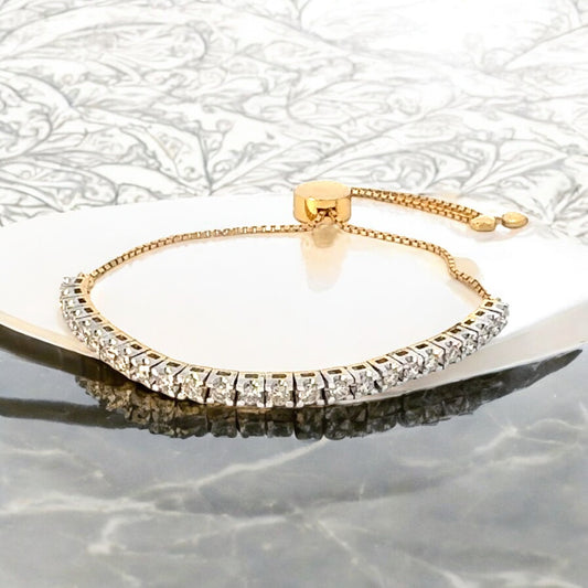 Yeloow Gold Natural Diamond Tennis Bracelet