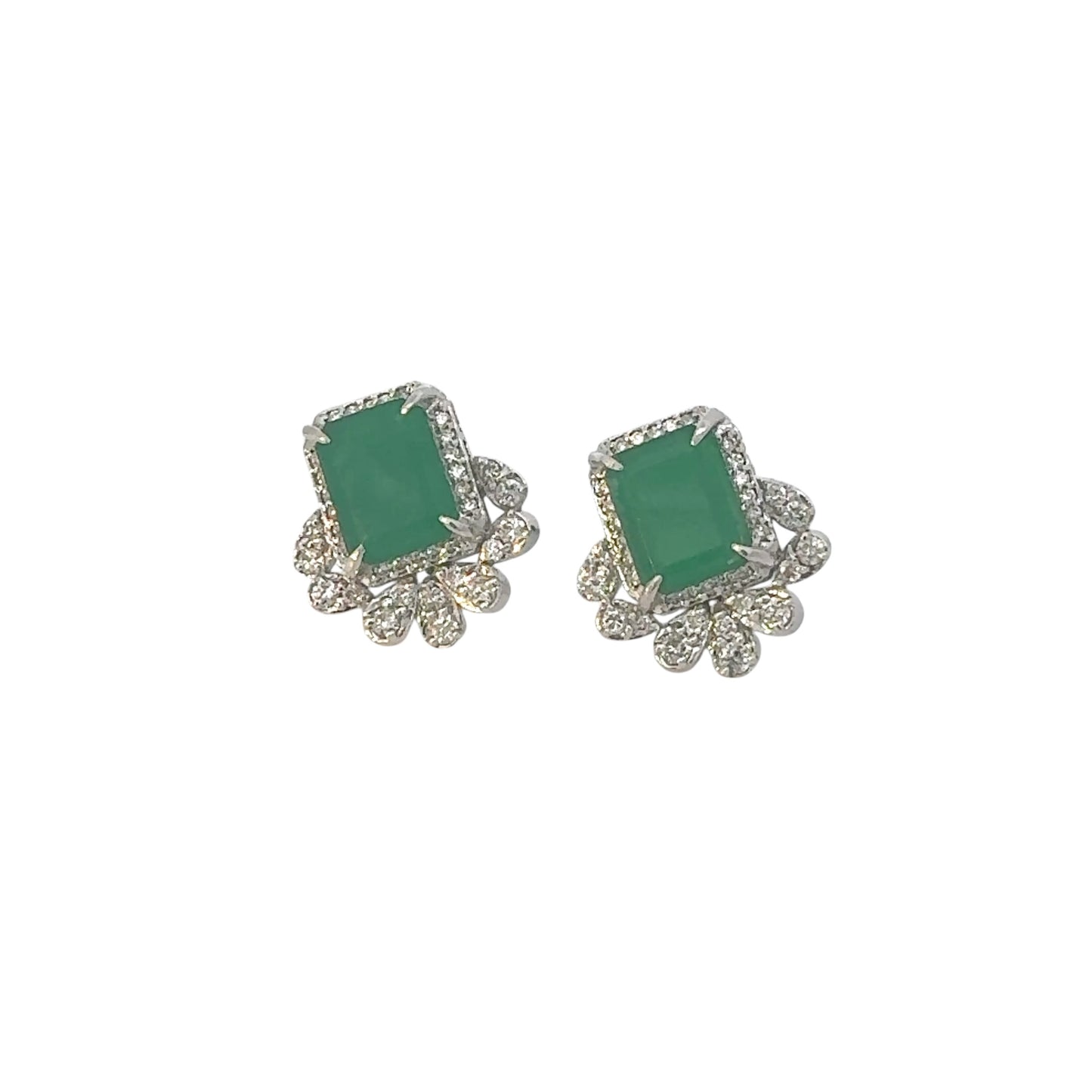 Natural Diamond & Emerald Earrings