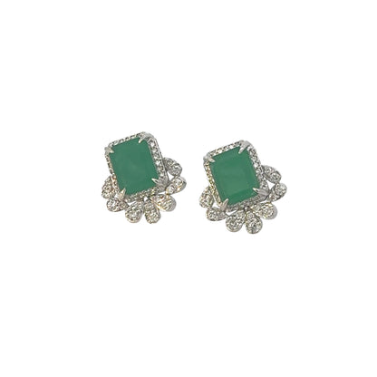 Natural Diamond & Emerald Earrings