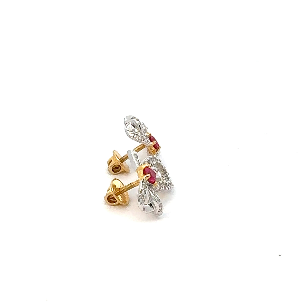 Natural Diamond & Ruby  Bow Earrings