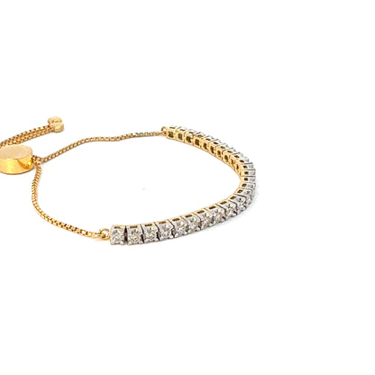 Yeloow Gold Natural Diamond Tennis Bracelet