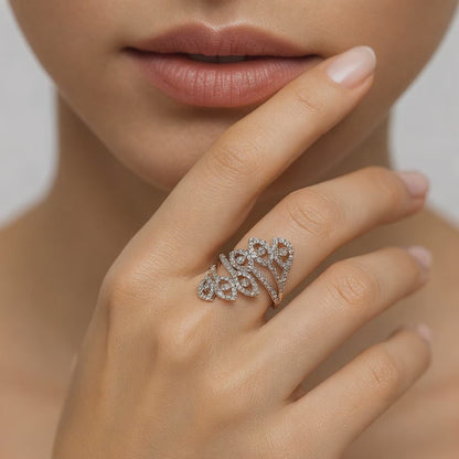 Elegant Diamond Openwork Ring