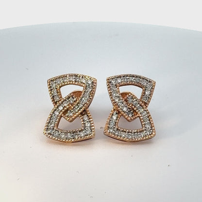 Interlinked Geometric Gold Stud Earrings with Pave Detailing