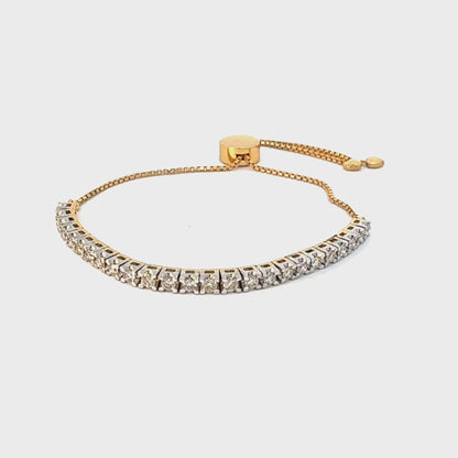 Yeloow Gold Natural Diamond Tennis Bracelet