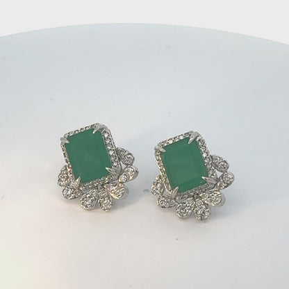 Natural Diamond & Emerald Earrings