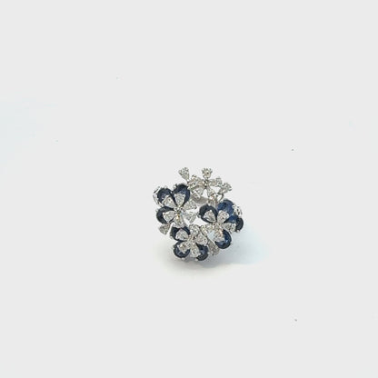 Floral Diamond & Sapphire Cocktail Ring