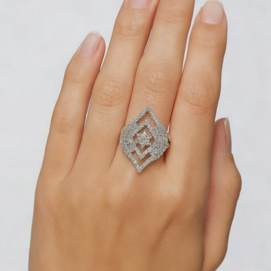 Elegant Geometric Diamond Statement Ring
